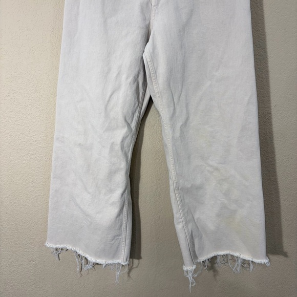 Zara Womens Beige Rise High Jeans Sz 10 The Marine Straight Casual Preppy Comfy - Picture 3 of 11